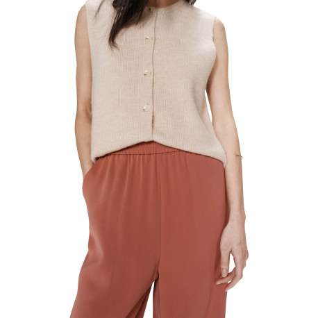 Pantalon chino brique uni avec une coupe droite et une taille élastiquée - Image 5