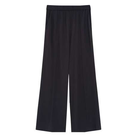 Pantalon chino anthracite uni avec une coupe droite et une taille élastiquée