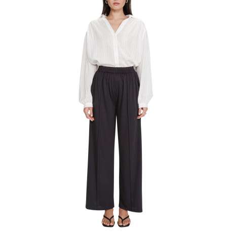 Pantalon chino anthracite uni avec une coupe droite et une taille élastiquée - Image 3