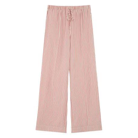Pantalon chino rose et blanc à rayures avec une coupe large