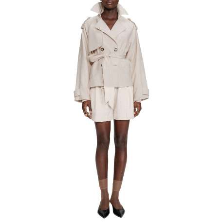 Short chino beige uni à coupe droite avec un zip et une agrafe - Image 3