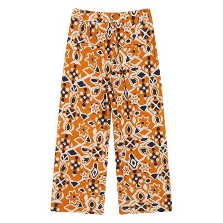 Pantalon chino orange en coton avec des motifs géométriques et une coupe flare - Image 2