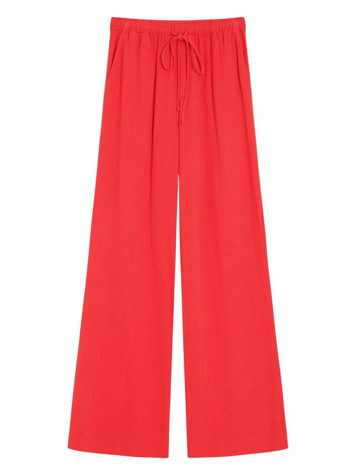 Pantalon chino rouge uni...