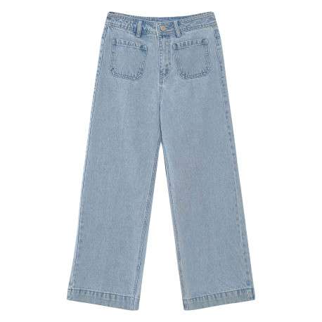 Jean en coton stone uni avec une coupe bootcut à zip et à bouton