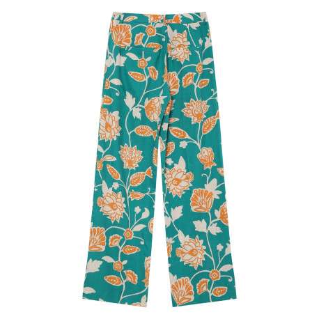 Pantalon chino vert avec des motifs floraux et une coupe flare - Image 2