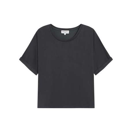 T-shirt anthracite uni avec une coupe droite et des manches courtes