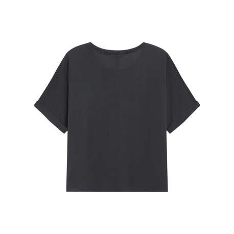 T-shirt anthracite uni avec une coupe droite et des manches courtes - Image 2