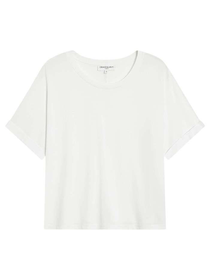 T-shirt blanc uni avec une...