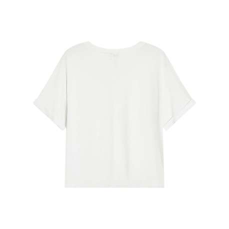 T-shirt blanc uni avec une coupe droite et des manches courtes - Image 2