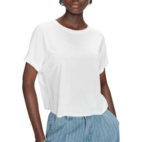 T-shirt blanc uni avec une coupe droite et des manches courtes - Image 4