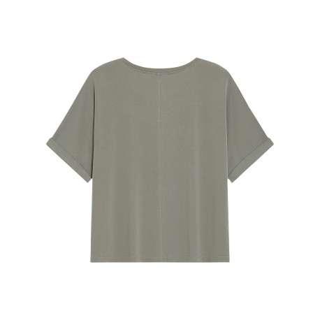 T-shirt kaki uni avec une coupe droite et des manches courtes - Image 2