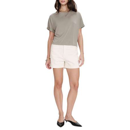 T-shirt kaki uni avec une coupe droite et des manches courtes - Image 3