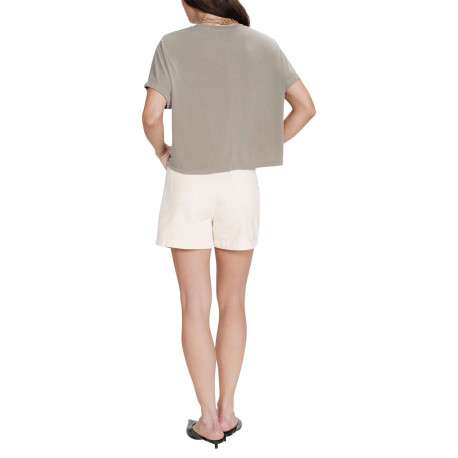 T-shirt kaki uni avec une coupe droite et des manches courtes - Image 4