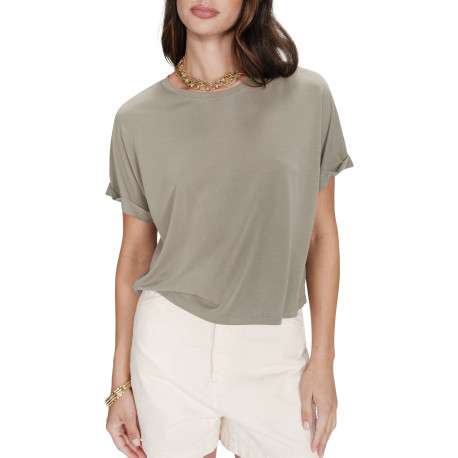 T-shirt kaki uni avec une coupe droite et des manches courtes - Image 5
