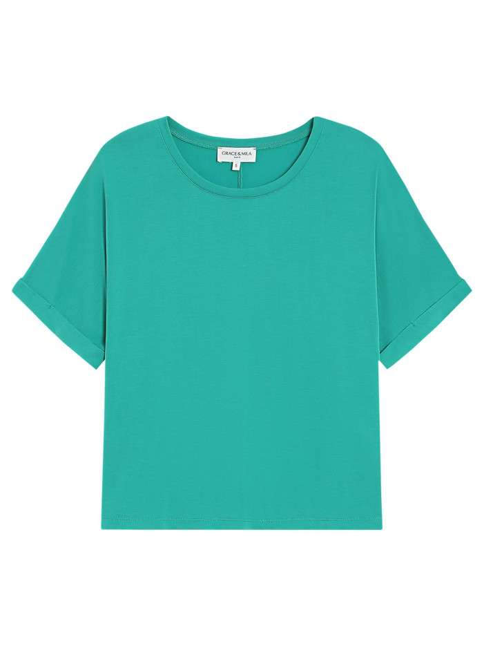 T-shirt vert uni avec une...