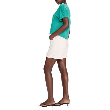 T-shirt vert uni avec une coupe droite et des manches courtes - Image 4