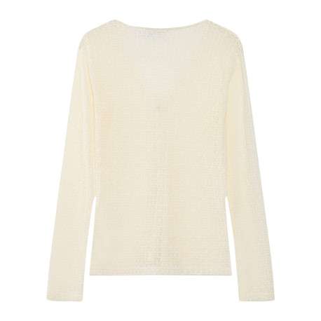 Gilet écru à motif géométrique avec une coupe droite et un col v - Image 2