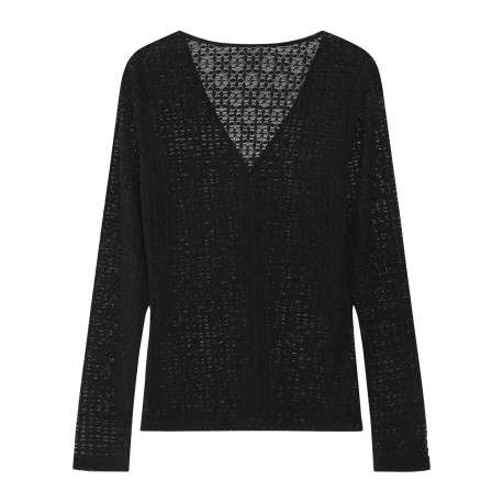 Gilet noir à motif géométrique avec une coupe droite et un col v - Image 2