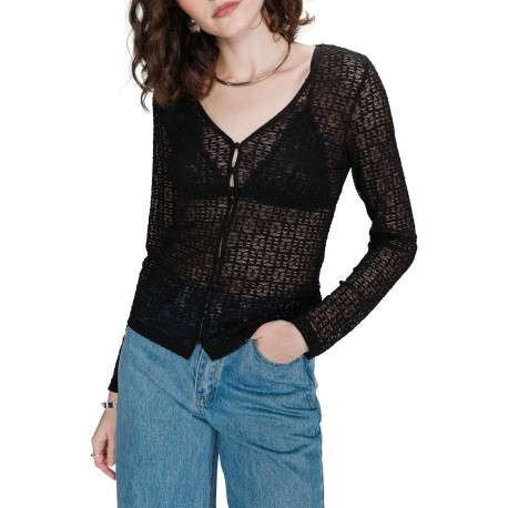 Gilet noir à motif géométrique avec une coupe droite et un col v - Image 4
