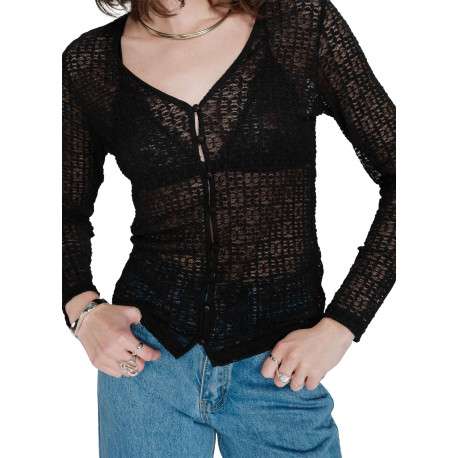 Gilet noir à motif géométrique avec une coupe droite et un col v - Image 5
