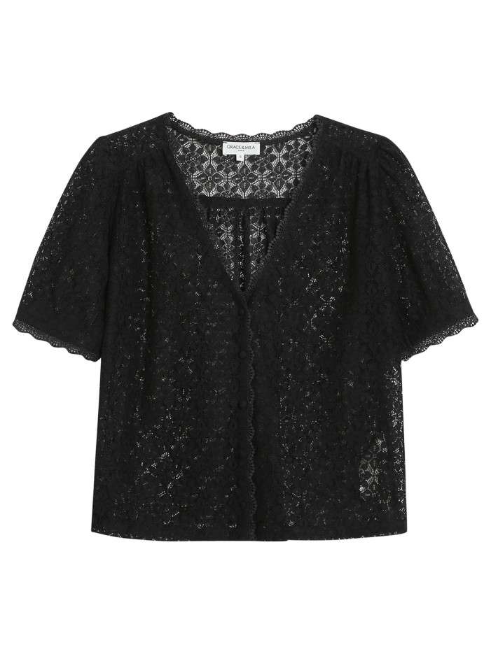 Blouse noire unie en...