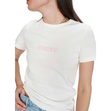 T-shirt en coton blanc uni pourvu de manches courtes et d'un col rond - Image 5