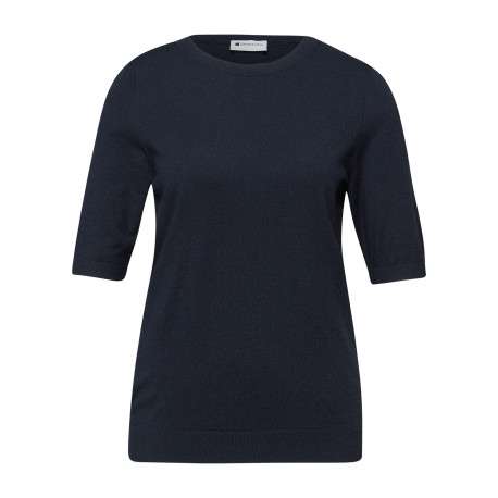 Pull marine uni pourvu de manches courtes et d'une coupe ajustée