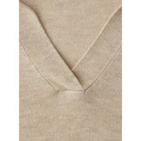 Polo beige uni pourvu de manches longues et d'une coupe ajustée - Image 2