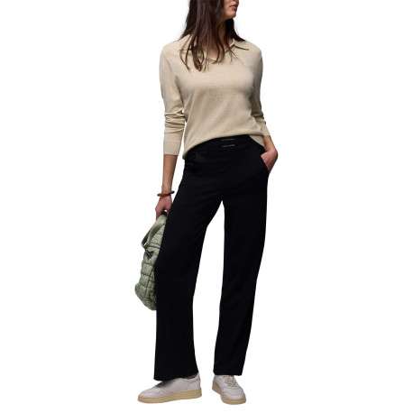 Polo beige uni pourvu de manches longues et d'une coupe ajustée - Image 5