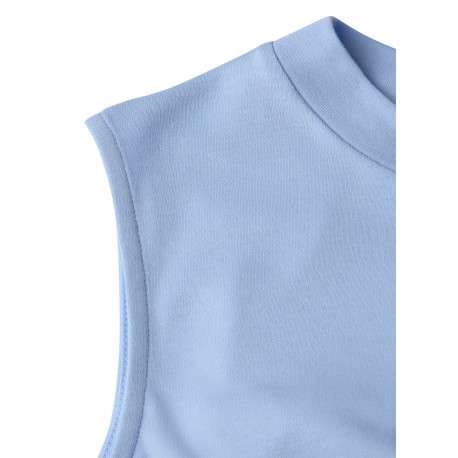 Top bleu uni sans manche pourvu d'une coupe droite et d'un col rond - Image 2