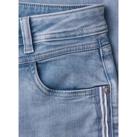 Jean en coton mélangé stone uni pourvu de passants pour la ceinture - Image 2