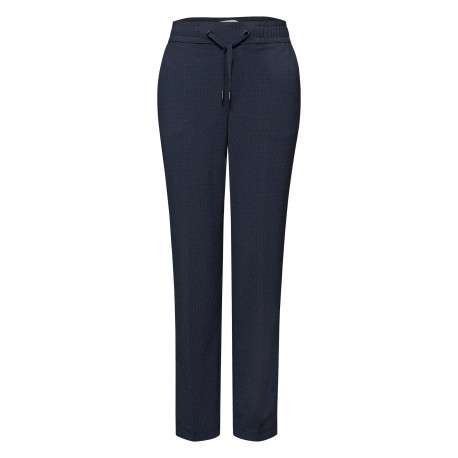 Pantalon chino marine à motifs pourvu d'une taille élastiquée