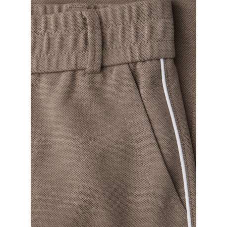 Pantalon chino chocolat uni pourvu d'une taille élastiquée et d'une coupe droite - Image 2