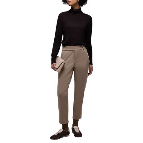 Pantalon chino chocolat uni pourvu d'une taille élastiquée et d'une coupe droite - Image 5
