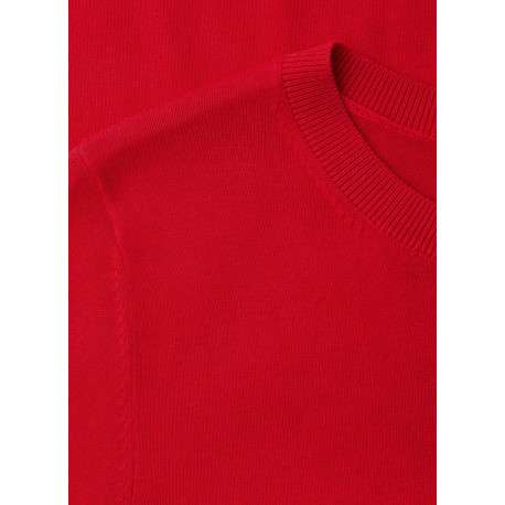 Pull rouge uni pourvu de manches courtes et d'une coupe droite - Image 2