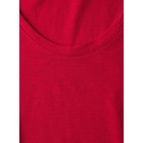 T-shirt rouge uni pourvu de manches courtes et d'une coupe ajustée - Image 2