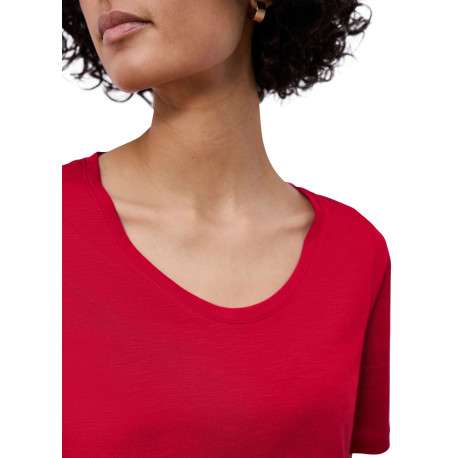 T-shirt rouge uni pourvu de manches courtes et d'une coupe ajustée - Image 7