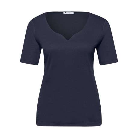 T-shirt marine uni pourvu d'une coupe ajustée et de manches courtes