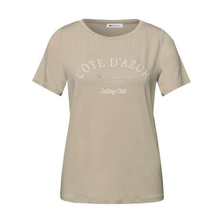 T-shirt sable uni pourvu d'un col rond et de manches courtes