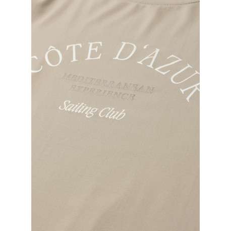 T-shirt sable uni pourvu d'un col rond et de manches courtes - Image 2