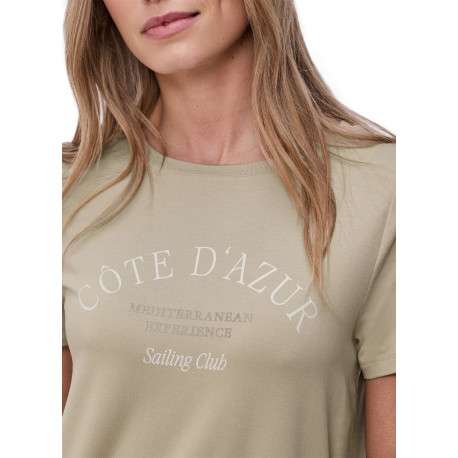 T-shirt sable uni pourvu d'un col rond et de manches courtes - Image 7