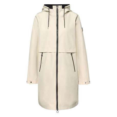 Parka beige unie pourvue d'une coupe droite et d'une capuche