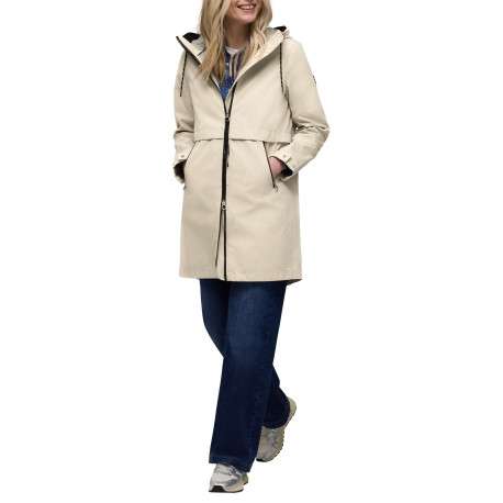 Parka beige unie pourvue d'une coupe droite et d'une capuche - Image 3