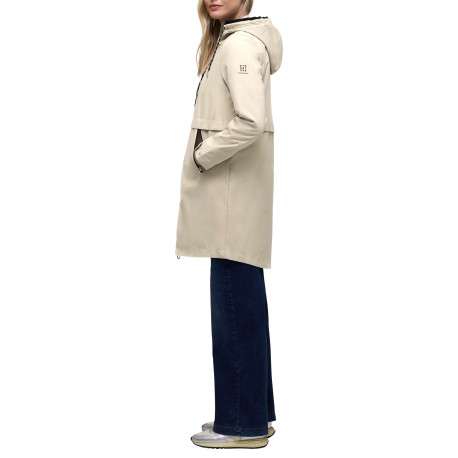 Parka beige unie pourvue d'une coupe droite et d'une capuche - Image 4