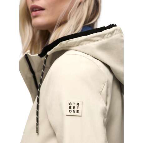 Parka beige unie pourvue d'une coupe droite et d'une capuche - Image 6