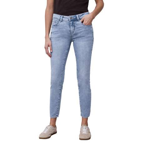 Jean en coton mélangé stone uni pourvu de multiples poches et d'une coupe slim - Image 3