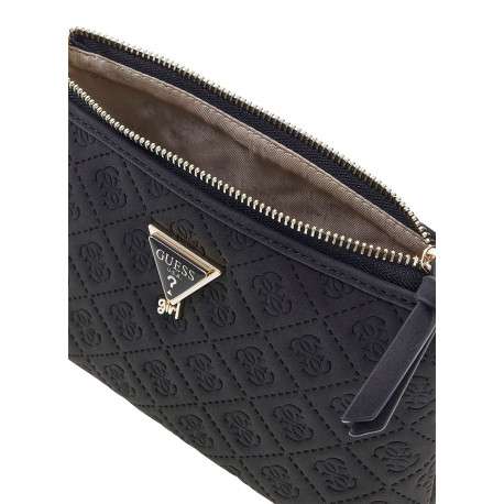 Pochette noire ornée d'un motif monogramme et pourvue d'un porte-monnaies - Image 3