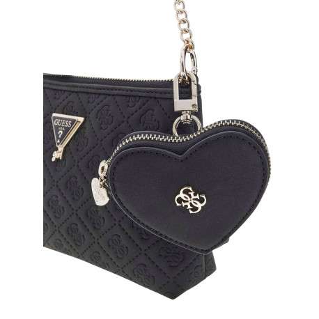 Pochette noire ornée d'un motif monogramme et pourvue d'un porte-monnaies - Image 4