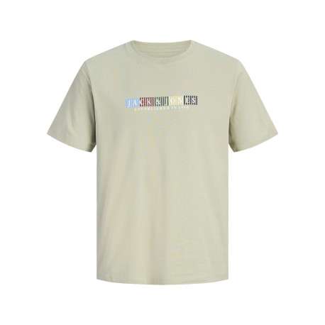 T-shirt en coton biologique vert à coupe droite pourvu de manches courtes