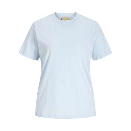 T-shirt en coton biologique ciel à coupe droite pourvu d'un col rond